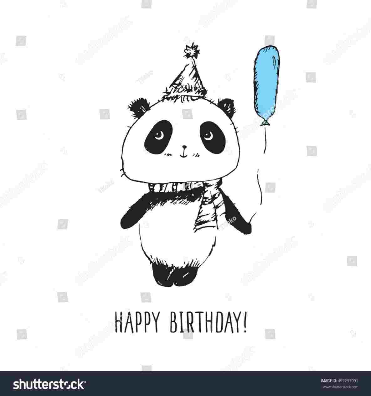 1185x1264 Birthday Sketches Card Panda Stock Illustration Rhshutterstockcom - Birthday Sketches