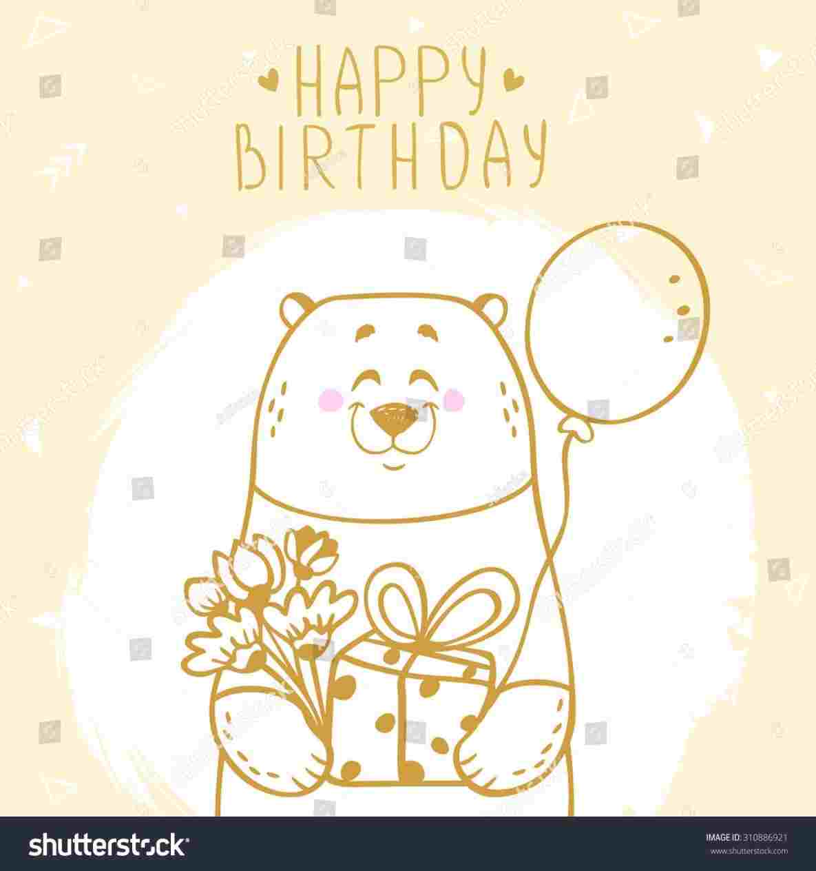 1185x1264 Happy Birthday Sketches To Draw A Bear With Cake Fun Things - Birthday Sketches