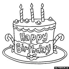 236x236 Birthday Cake Coloring Pages - Birthday Wishes Sketch