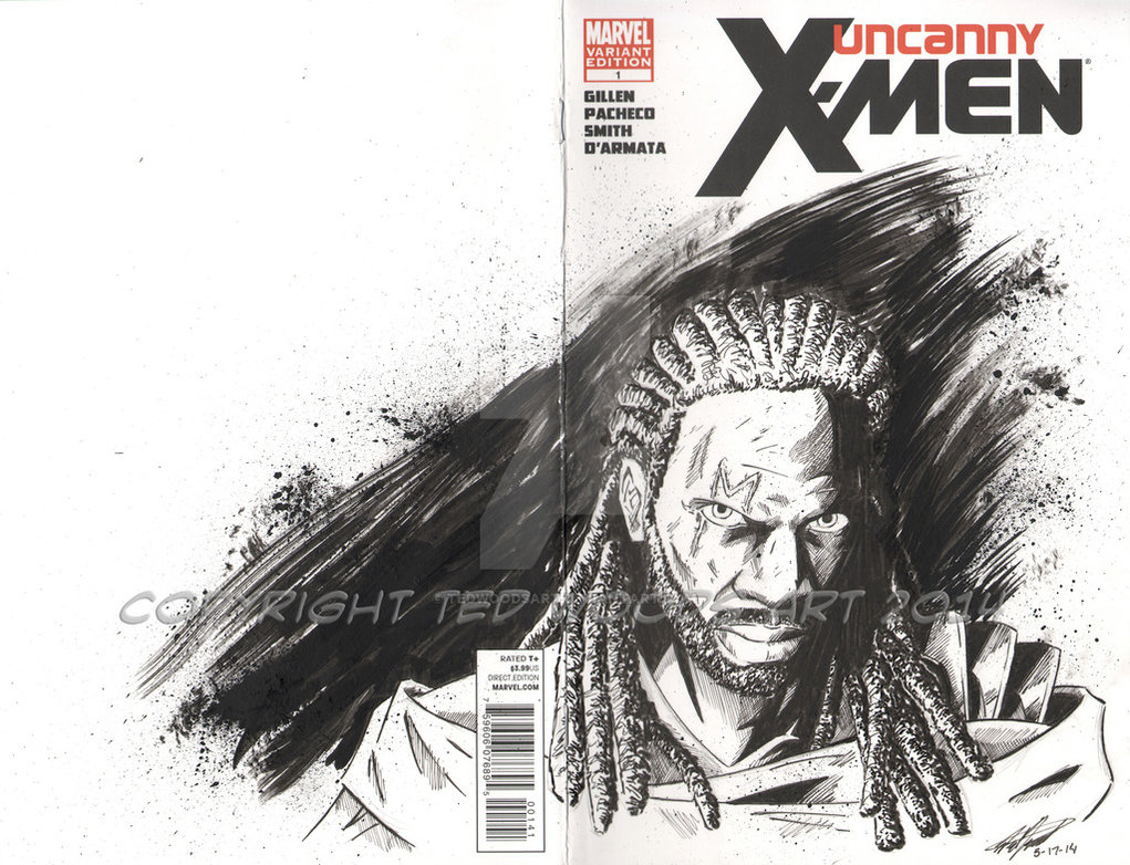 1021x782 Uncanny X Men Sketch Cover Omar Sy As Bishop By Tedwoodsart On - Bishop Sketch