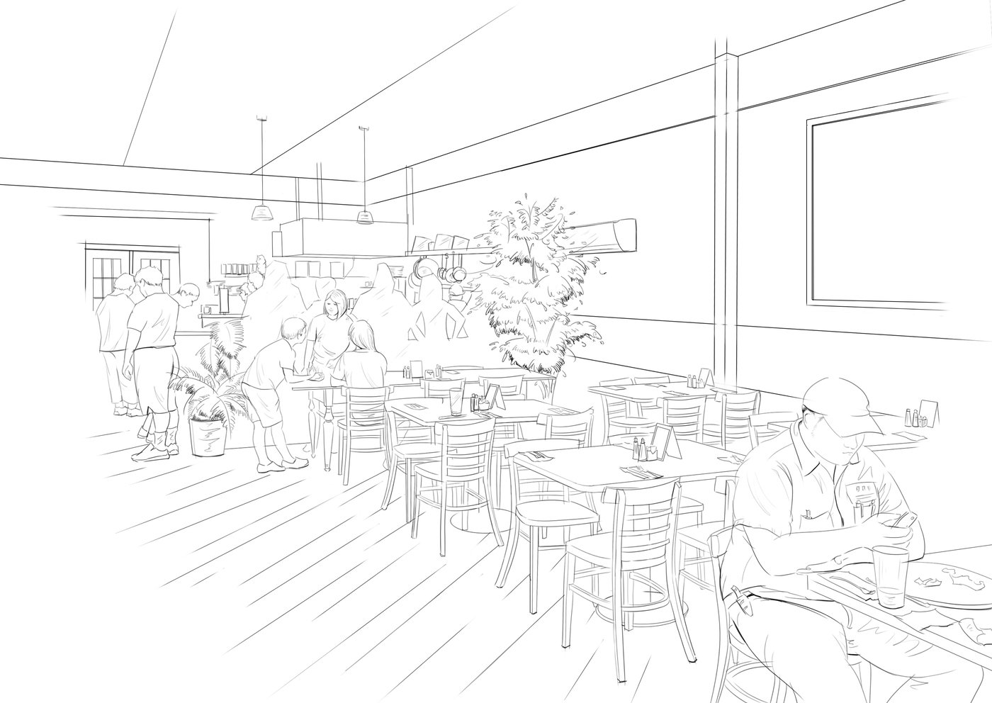 1400x992 One Bistro Restaurant Sketch (Interbrand Design Forum Project) By - Bistro Sketch