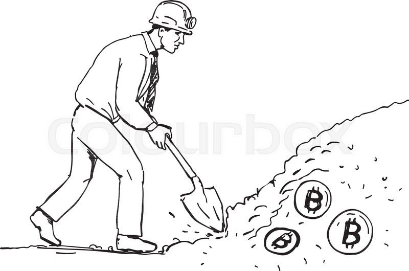 800x530 Drawing Sketch Style Illustration Of Bitcoin Miner Mining Digging - Bitcoin Sketch