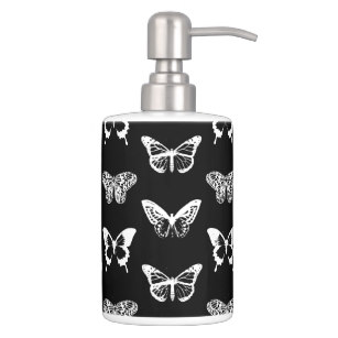 307x307 Black White Butterfly Bath Accessory Sets Zazzle - Black And White Butterfly Sketch