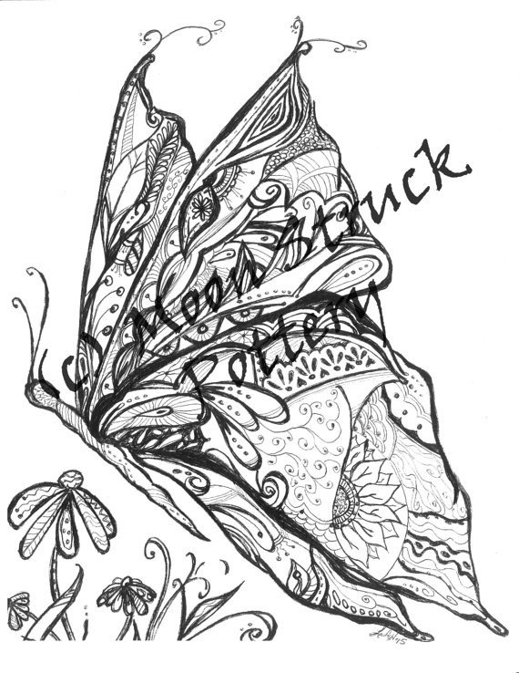 570x738 Butterfly Drawings Black And White Butterfly Coloring - Black And White Butterfly Sketch