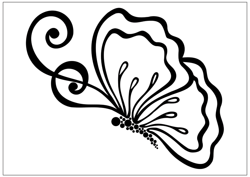 842x595 Printable Fun Butterfly Coloring Pages For Kids - Black And White Butterfly Sketch