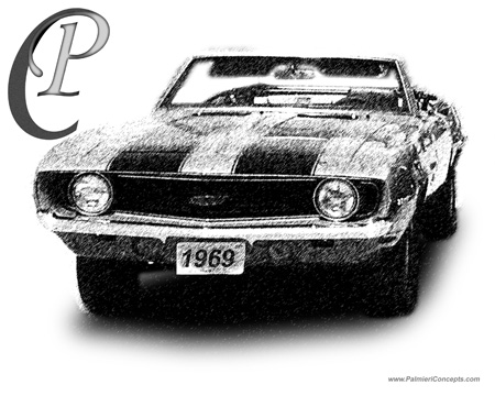 450x360 Includingtribute 1968 Custom Camaro Wheels ~ Paulstanley World - Black And White Car Sketches