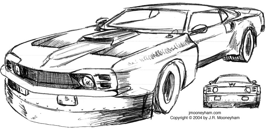 914x442 The Shadowfast Super Car Project Concept Sketches Part One 1969 - Black And White Car Sketches
