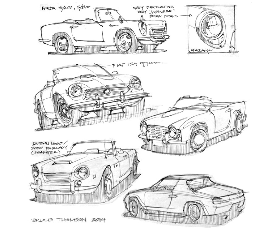 880x750 This Is How A Sketch Happy Industrial Designer Shops For A Vintage - Black And White Car Sketches
