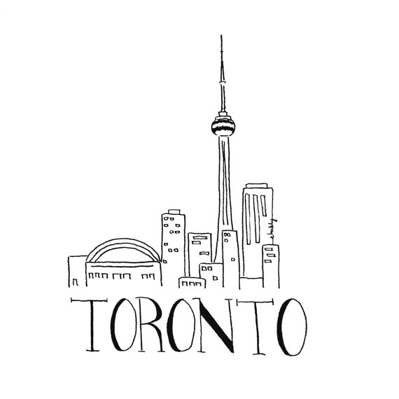 570x570 City Sketch Toronto Black And White Illustration By Inkudesign - Black And White City Sketches