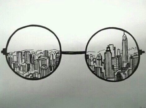 470x348 Art, Black And White, City, Drawing, Fashion, Girl, Glasses - Black And White City Sketches