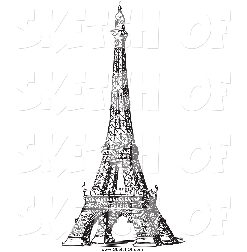 1024x1044 Eiffel Tower Drawing Sketch Drawing Of A Black And White Sketch Of - Black And White Eiffel Tower Sketch