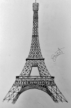 Black And White Eiffel Tower Sketch at PaintingValley.com | Explore ...