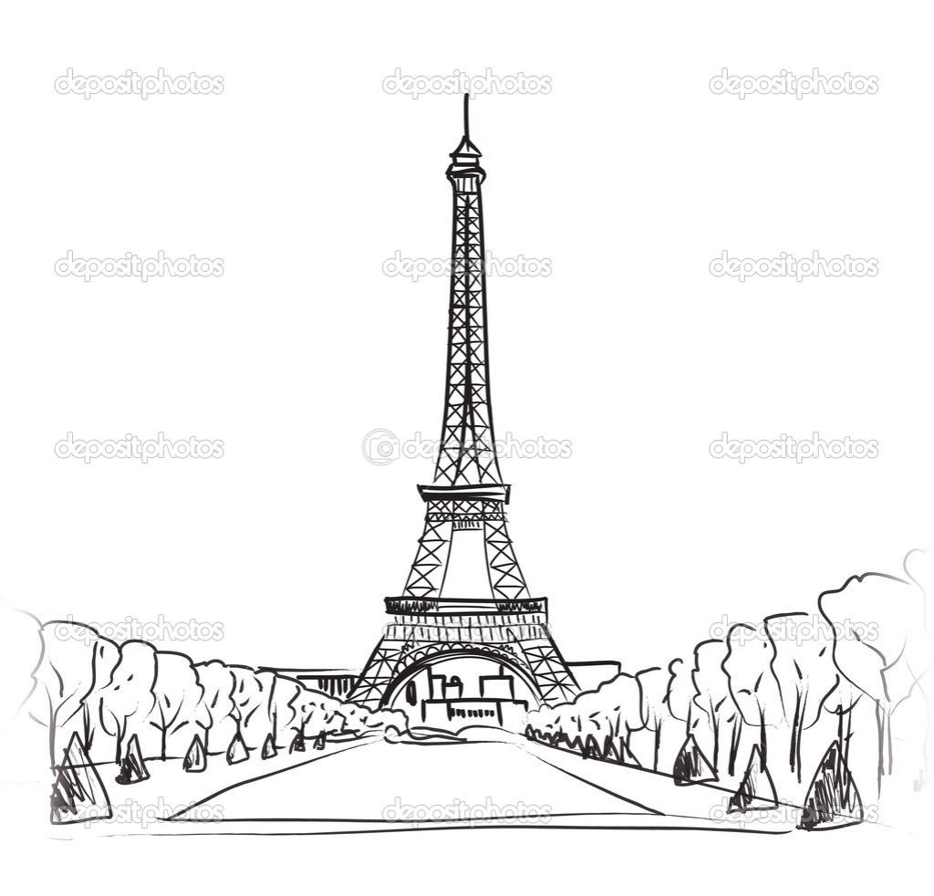 Black And White Eiffel Tower Sketch At Paintingvalley Com