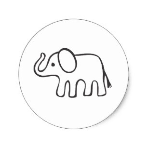 307x307 Black White Elephant Stickers Amp Labels Zazzle Uk - Black And White Elephant Sketch