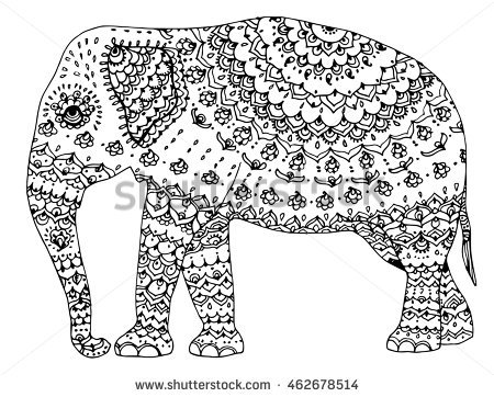 450x362 Drawn Asian Elephant Indian Wolf 3249408 - Black And White Elephant Sketch