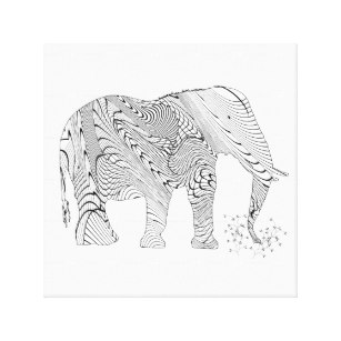 307x307 Black And White Elephant Art Amp Wall Zazzle.co.uk - Black And White Elephant Sketch