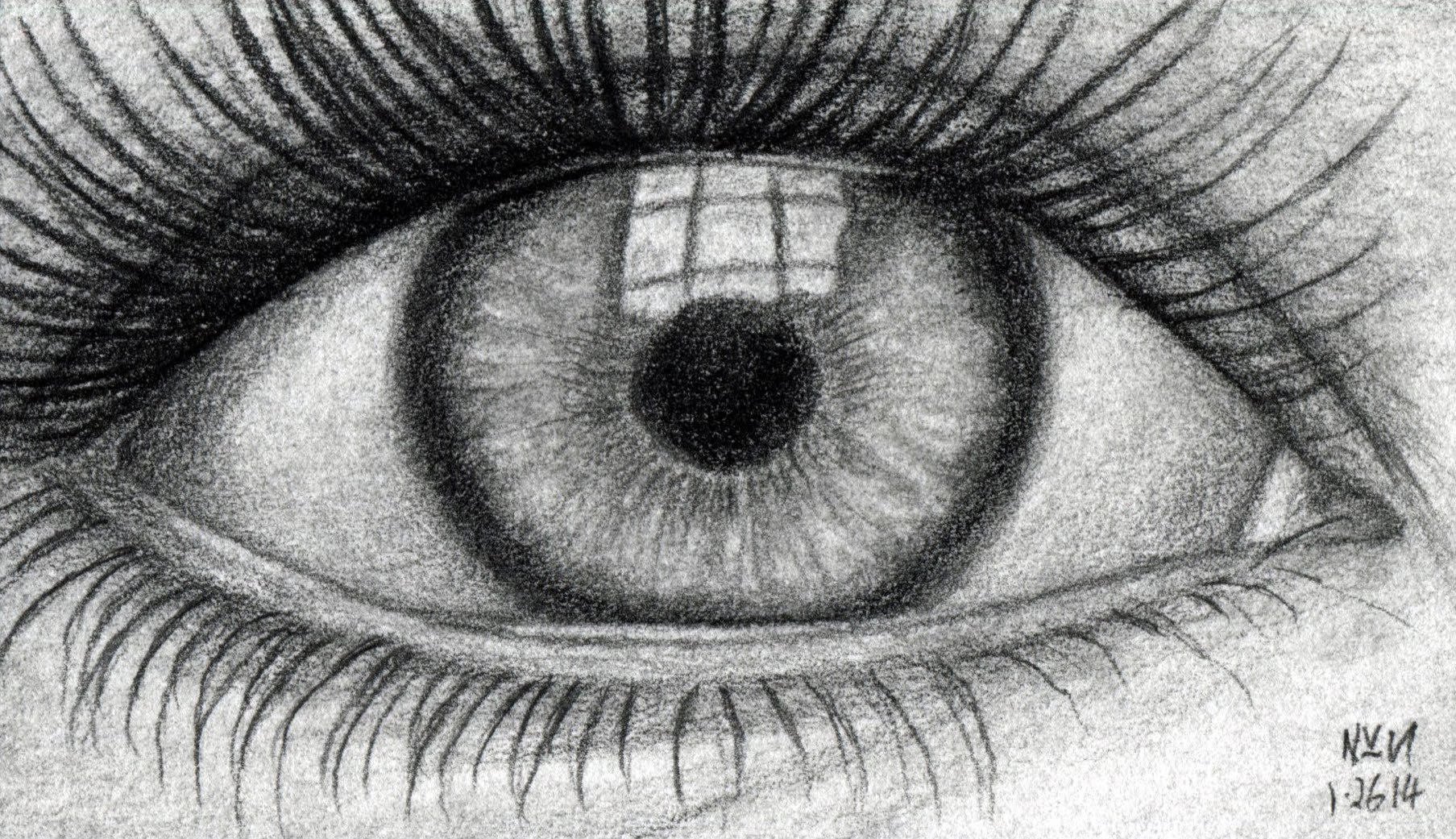 black and white eye sketch