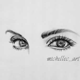 306x306 Realistic Eye Sketch (Black And White) By Michellecart - Black And White Eye Sketch