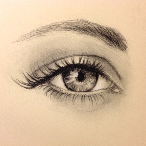 500x500 Eye Drawing Uploaded By Chan On We Heart It - Black And White Eye Sketch