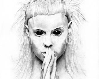 340x270 Pencil Drawings Amp Illustrations Etsy - Black And White Face Sketch