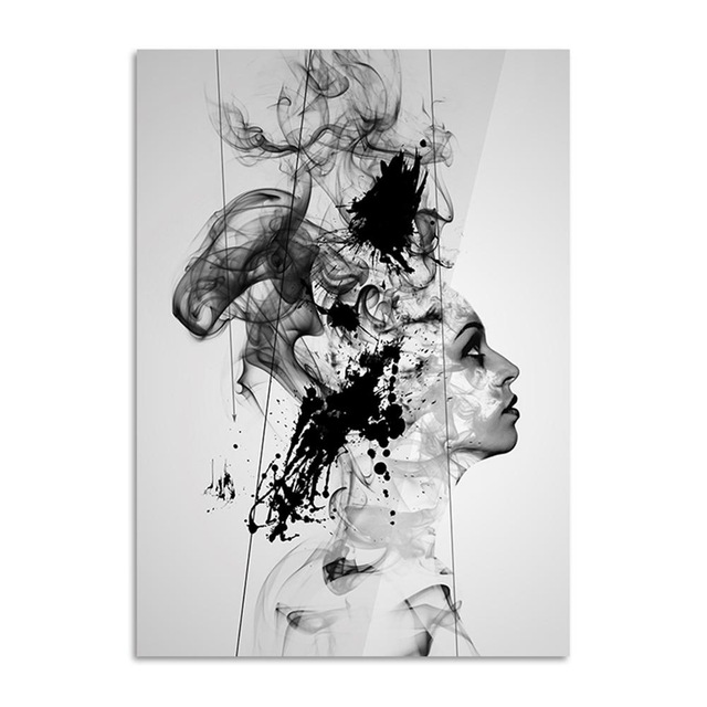 640x640 Black Amp White Girl Canvas Painting Poster - Black And White Girl Sketch