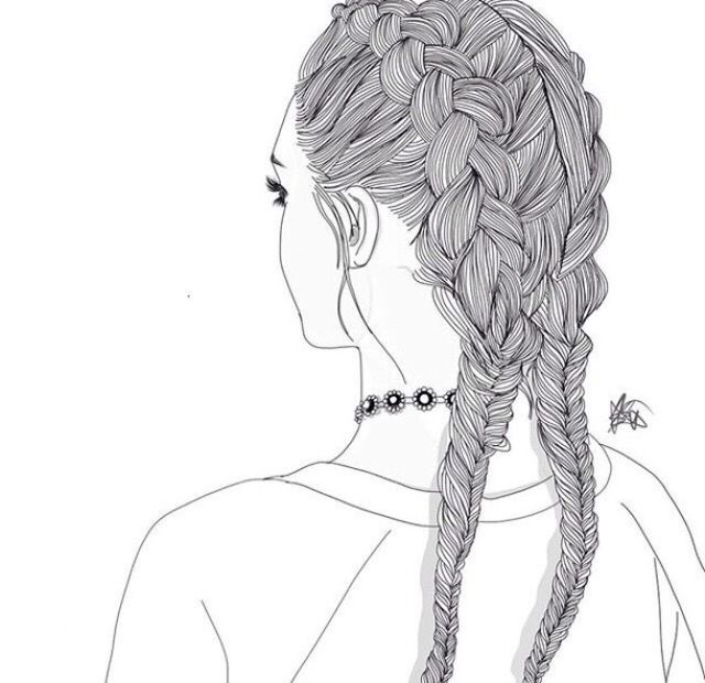 640x620 Drawn Braid Black And White - Black And White Girl Sketch