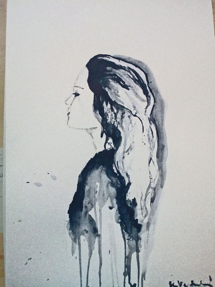 720x960 Collection Of Black And White Girl Drawings Sad High Quality - Black And White Girl Sketch