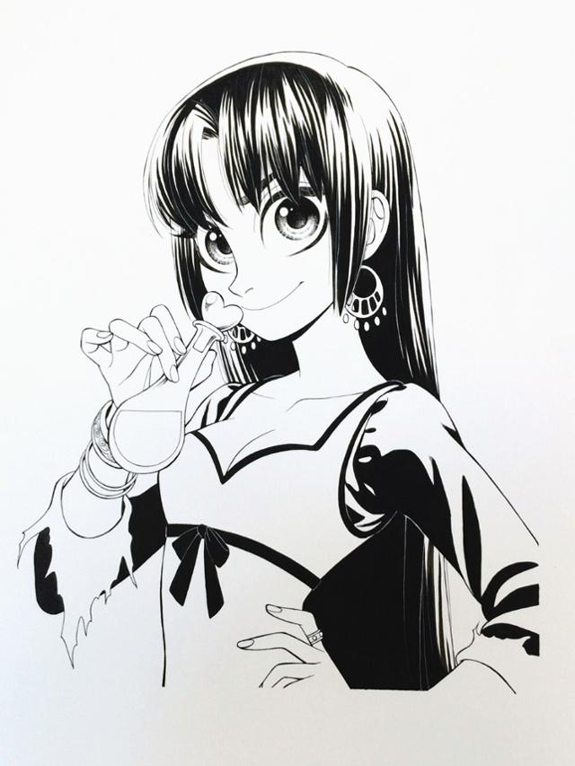 640x853 How To Ink Manga Like A Pro Copic - Black And White Girl Sketch