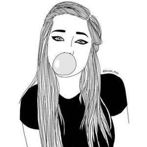 300x300 Pin By Agustina Lanza On Arte Drawings, Tumblr Girl - Black And White Girl Sketch