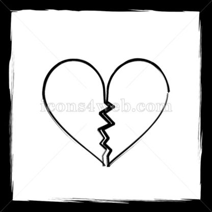 416x416 Broken Heart Sketch Icon. - Black And White Heart Sketch