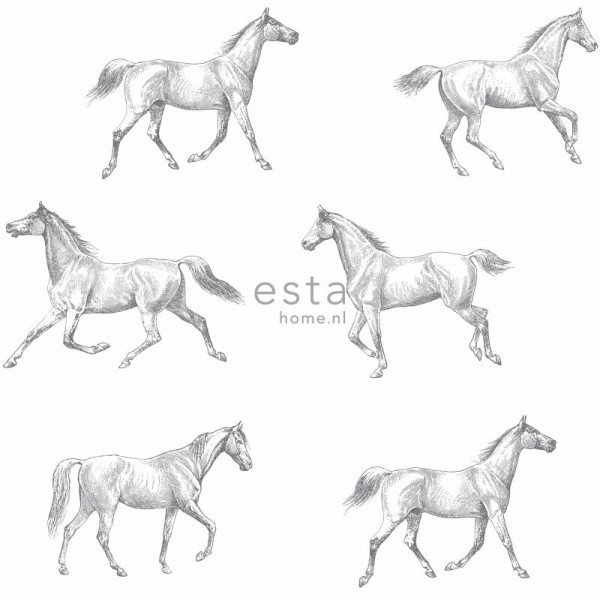 600x600 Wallpaper Pen Drawing Horses Black On White Estahome.nl - Black And White Horse Sketches