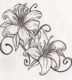 144x160 Black And White Tiger Lily Sketch Tattoo Tattoospiercings - Black And White Lily Sketch