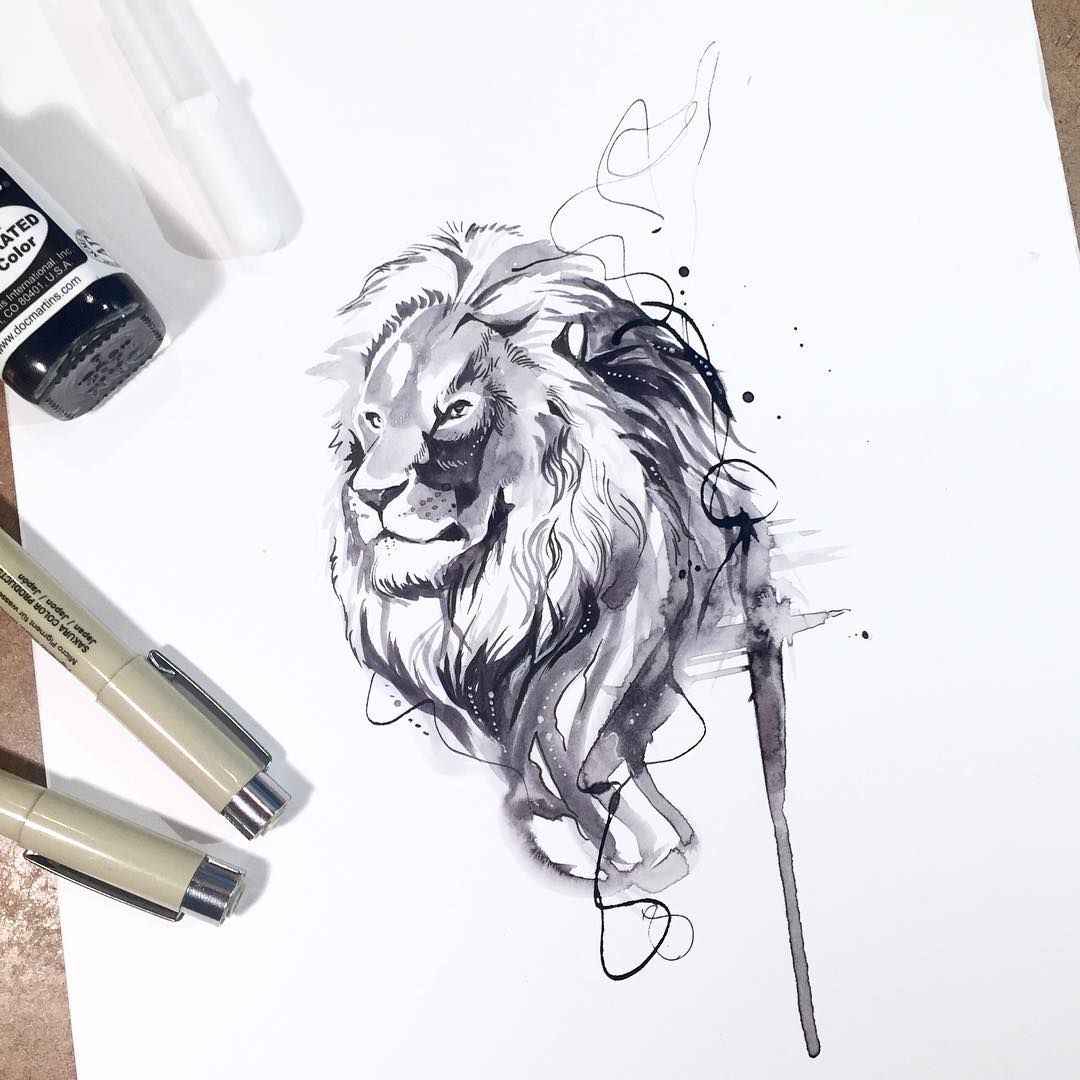 1080x1080 Black And White Lion Splash I Did A Few Of These Black And White - Black And White Lion Sketch