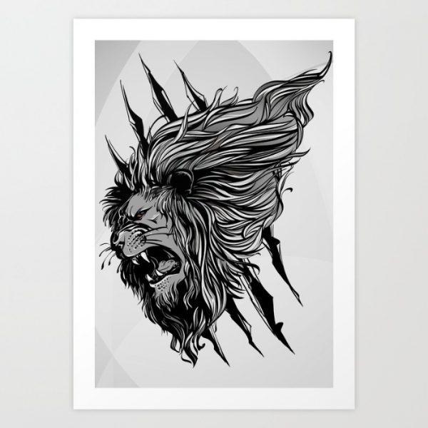 600x600 50 Amazing Art Prints Of Lions For Your Walls - Black And White Lion Sketch