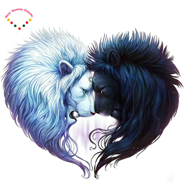 640x640 Magic 5d Diy Black And White Lion Diamond Painting Cross Stitch - Black And White Lion Sketch