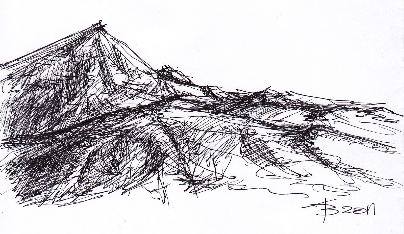 1600x927 Mountain Sketch Clipart - Black And White Mountain Sketch