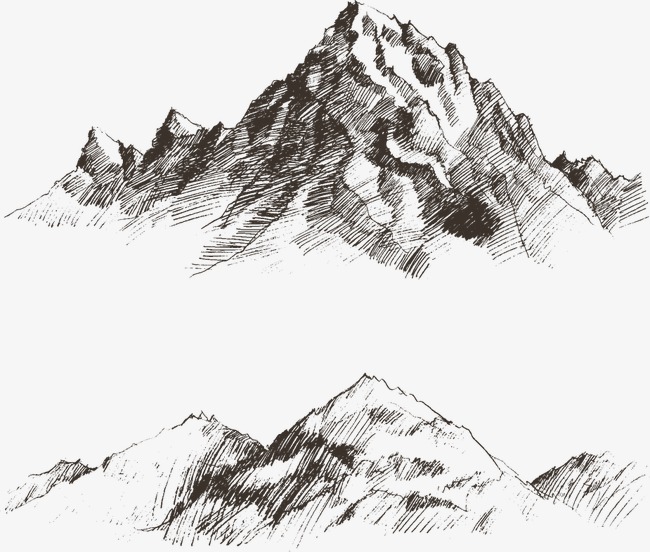 650x552 Vector Black And White Lines Mountain, Sketch Hill, Line Mountain - Black And White Mountain Sketch