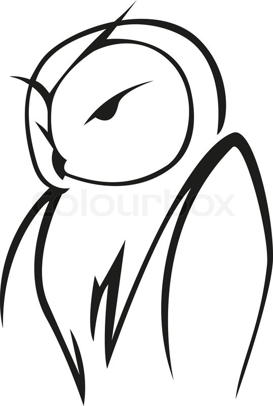 539x800 Stylized Black And White Vector Doodle Sketch Of An Owl In Side - Black And White Owl Sketch