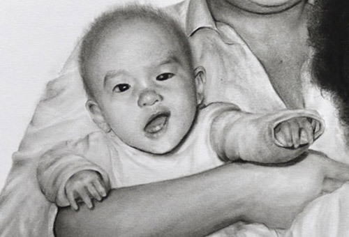 500x340 Liu Ling Singapore Charcoal Drawing Artist - Black And White Portrait Sketches