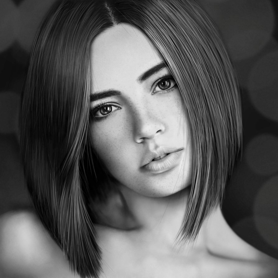 894x894 Woman Portrait Drawing By Joediebestie - Black And White Portrait Sketches
