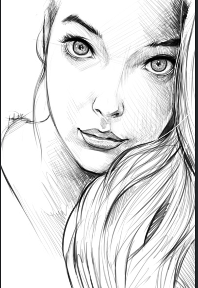 408x593 Girl Black Amp White Pencil Sketck On We Heart It - Black And White Sketch Images