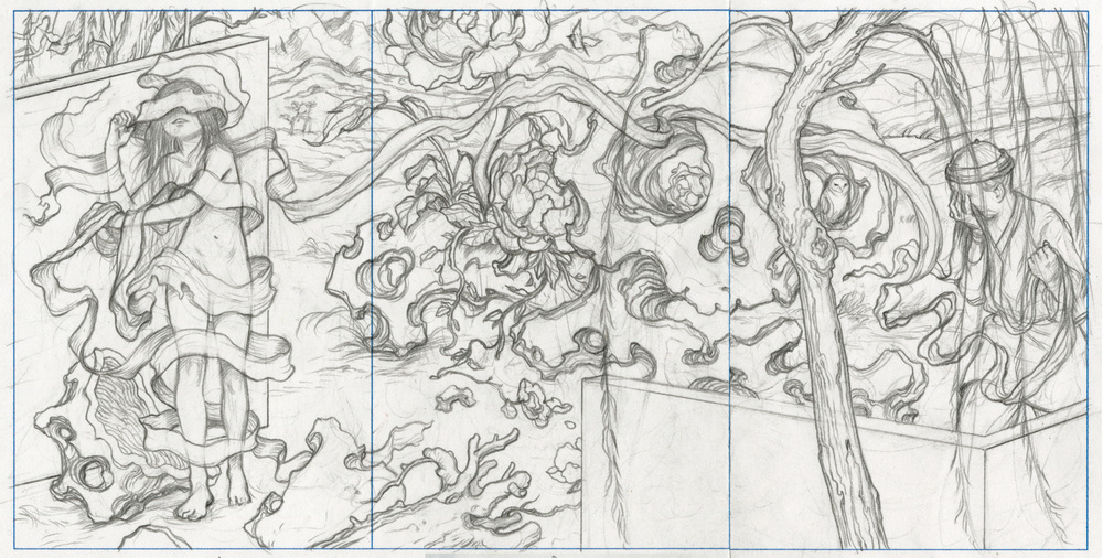 1000x506 James Jean - Black And White Sketch Pictures