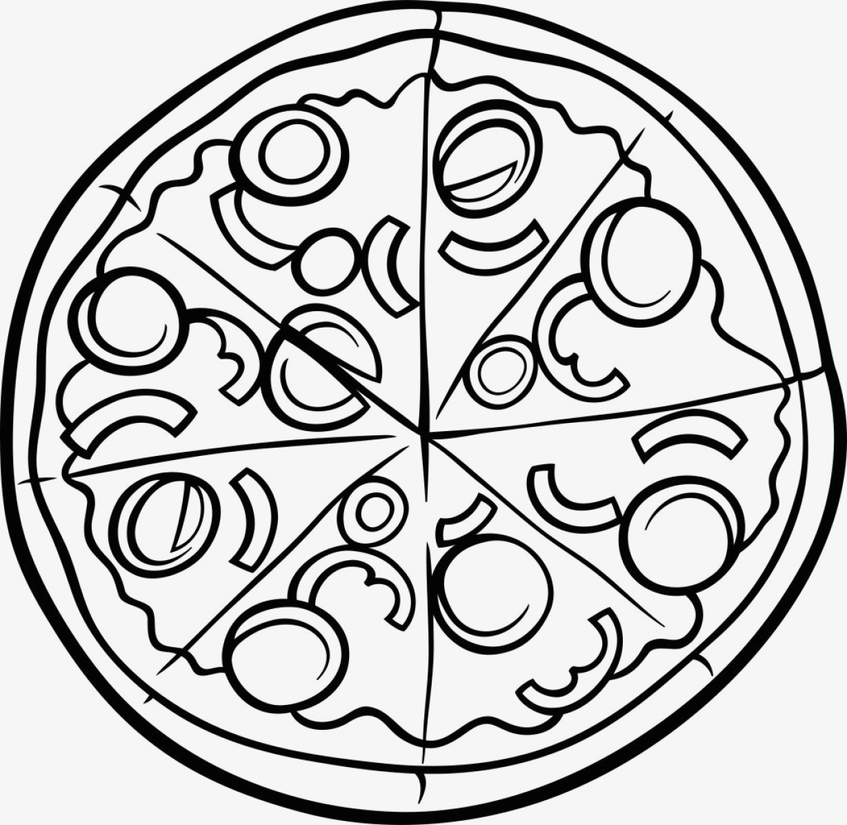1228x1196 Pizza Coloring Pages Kids Sketch Coloring - Black And White Sketch Pictures