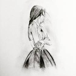 250x250 Sad Girl Sketch Painting By Artist Nischitha Sn - Black And White Sketch Pictures