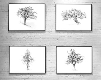 340x270 Pencil Drawings Amp Illustrations Etsy - Black And White Sketch Print