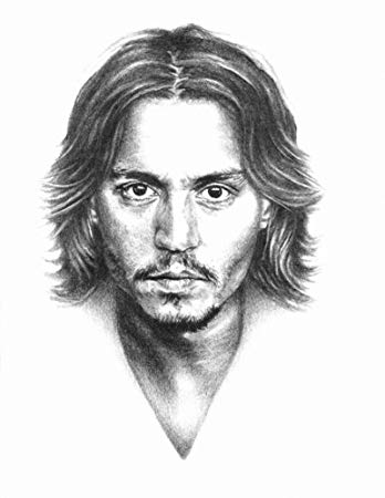 348x450 Johnny Depp Original Sketch Prints - Black And White Sketch Print