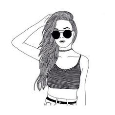 236x236 Gambar Girl, Drawing, And Outline Wallpaper - Black And White Sketches Of A Girl