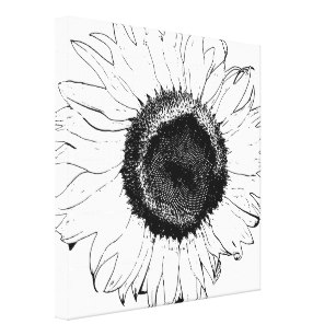 307x307 Black White Sunflower Art Amp Wall Zazzle - Black And White Sunflower Sketch