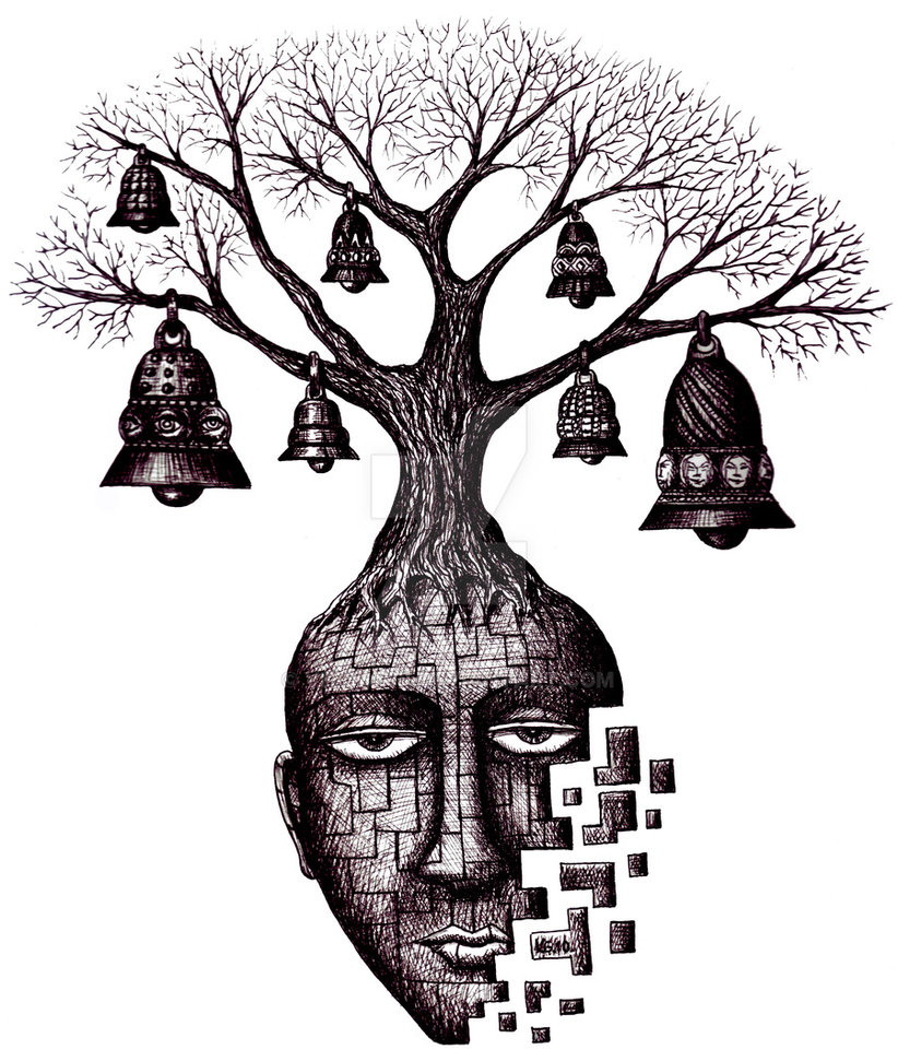 822x971 Tree Of Your Soul Pen Ink Surreal Drawing By Vitogoni - Black And White Tree Sketch