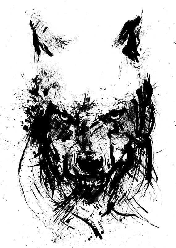 570x806 Angry Wolf, Black And White Art, Ink Drawing, Animal Art, Ink - Black And White Wolf Sketch